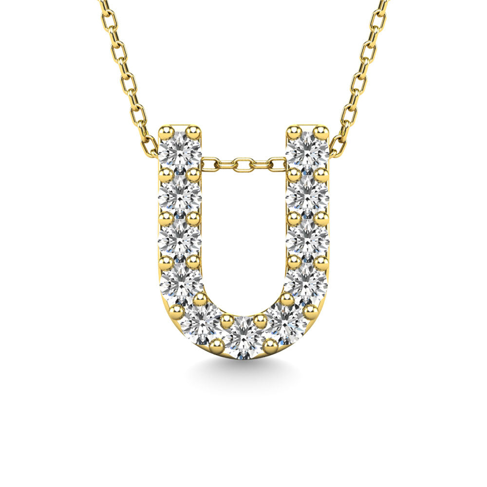 Diamond 1/10 Ct.Tw. Letter U Pendant in 14K Yellow Gold