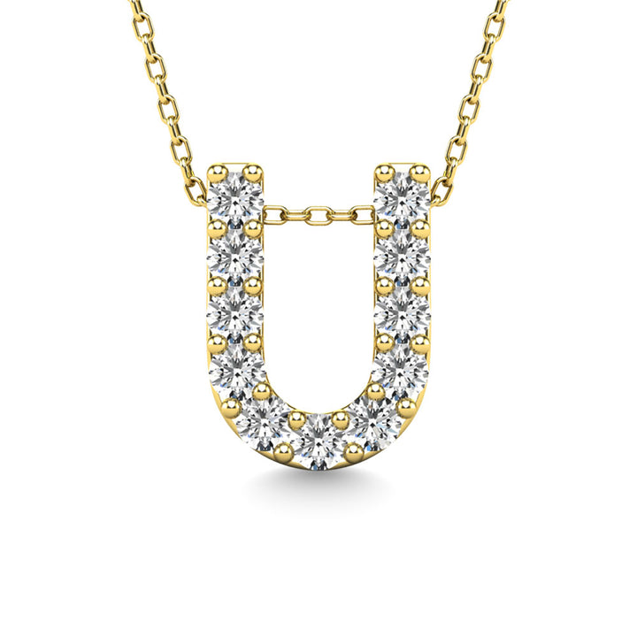Diamond 1/10 Ct.Tw. Letter U Pendant in 14K Yellow Gold