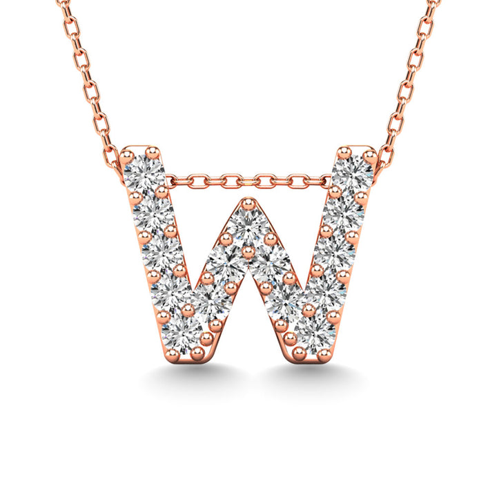 Diamond 1/6 Ct.Tw. Letter W Pendant in 14K Rose Gold