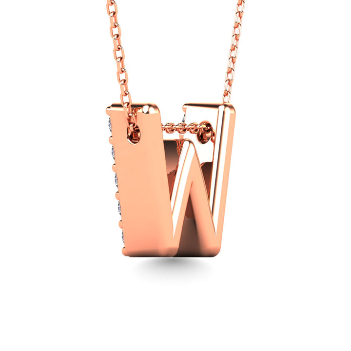 Diamond 1/6 Ct.Tw. Letter W Pendant in 14K Rose Gold