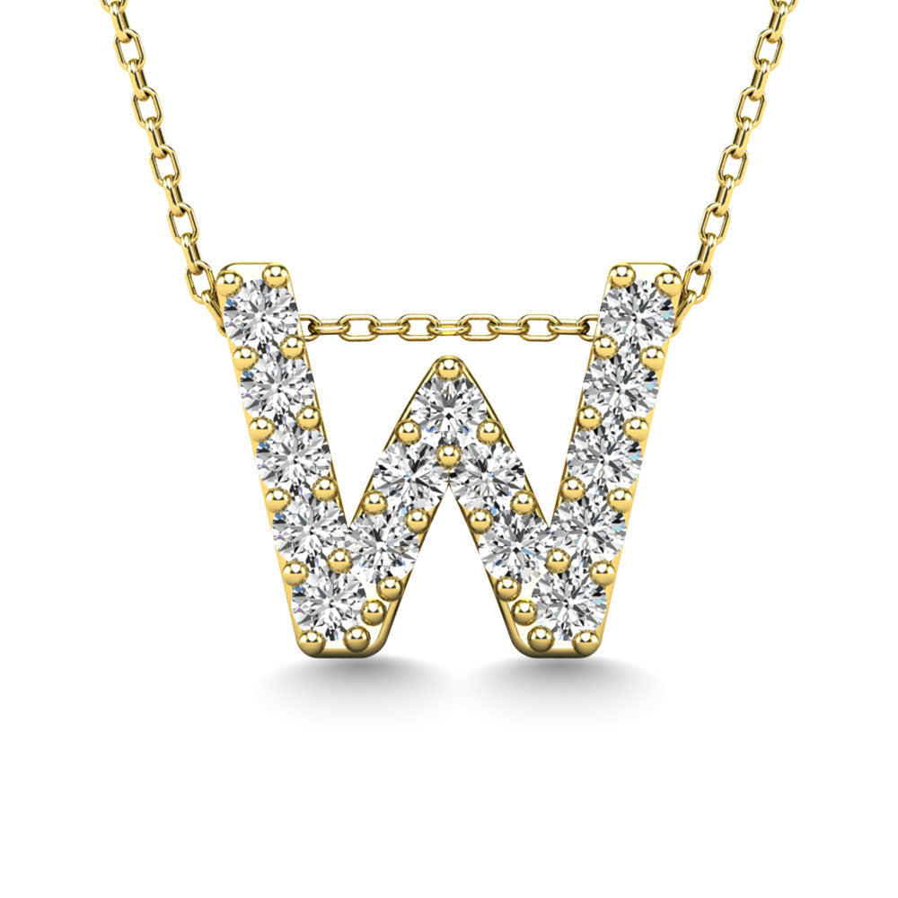 Diamond 1/6 Ct.Tw. Letter W Pendant in 14K Yellow Gold