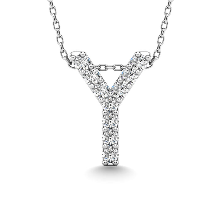 Diamond 1/10 Ct.Tw. Letter Y Pendant in 14K White Gold