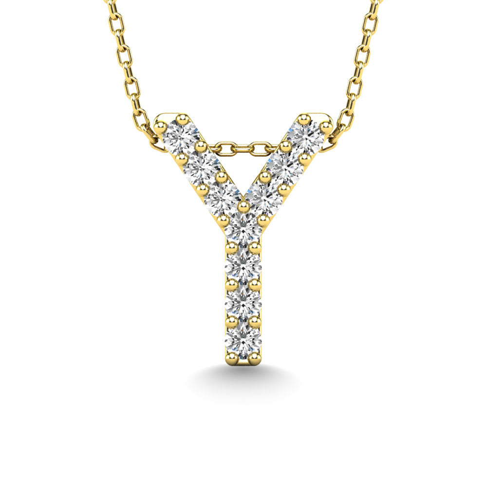 Diamond 1/10 Ct.Tw. Letter Y Pendant in 14K Yellow Gold