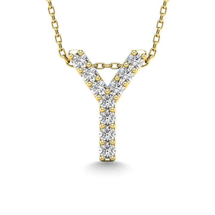 Diamond 1/10 Ct.Tw. Letter Y Pendant in 14K Yellow Gold