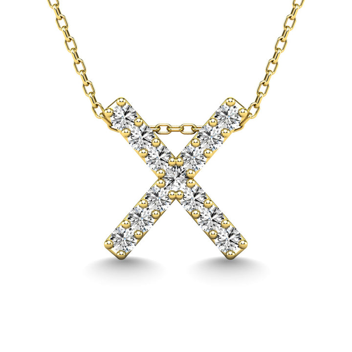 Diamond 1/8 Ct.Tw. Letter X Pendant in 14K Yellow Gold