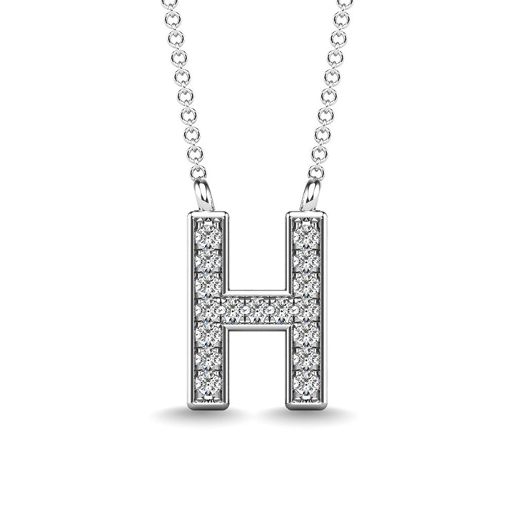 Diamond 1/20 Ct.Tw. Letter H Pendant in 10K White Gold