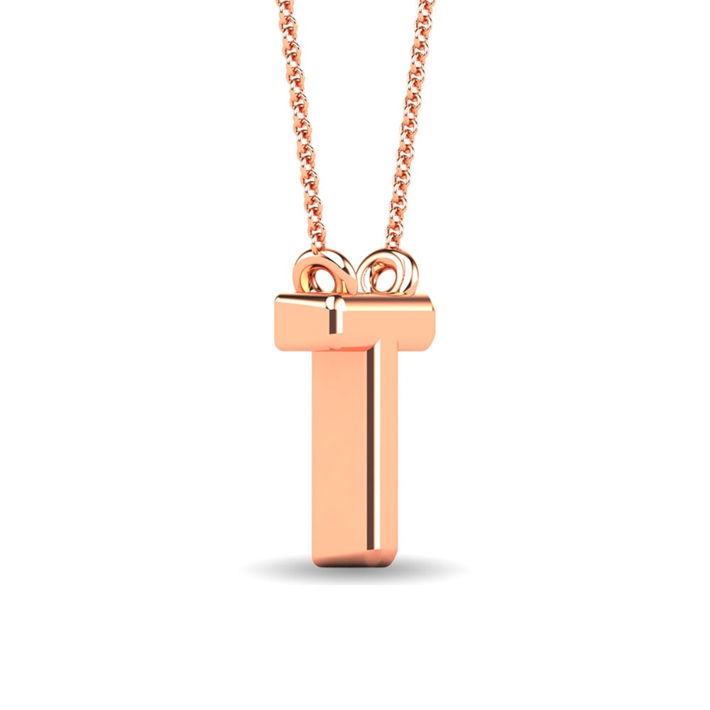 Diamond 1/20 Ct.Tw. Letter T Pendant in 10K Rose Gold