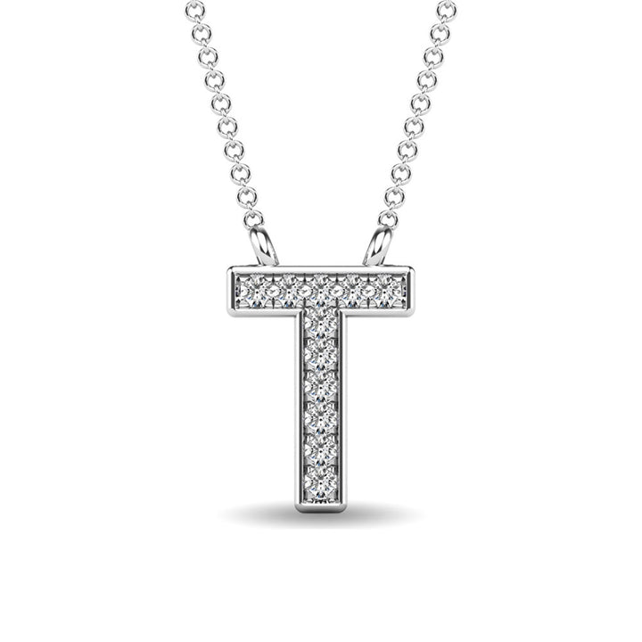 Diamond 1/20 Ct.Tw. Letter T Pendant in 10K White Gold