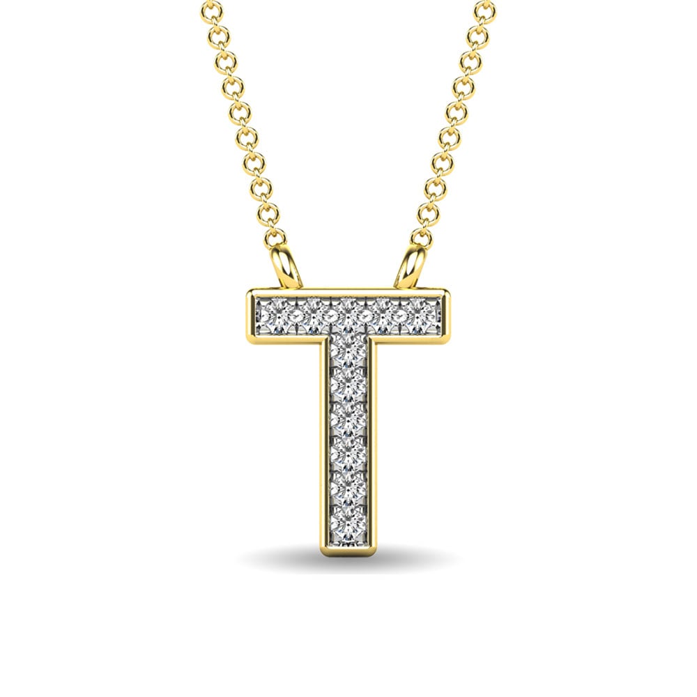 Diamond 1/20 Ct.Tw. Letter T Pendant in 10K Yellow Gold