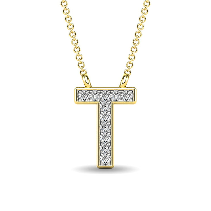 Diamond 1/20 Ct.Tw. Letter T Pendant in 10K Yellow Gold