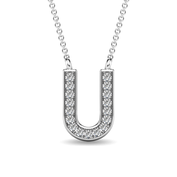 Diamond 1/20 Ct.Tw. Letter U Pendant in 10K White Gold