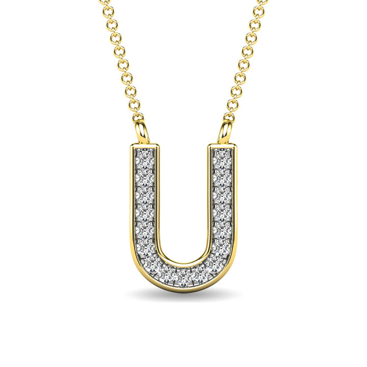 Diamond 1/20 Ct.Tw. Letter U Pendant in 10K Yellow Gold
