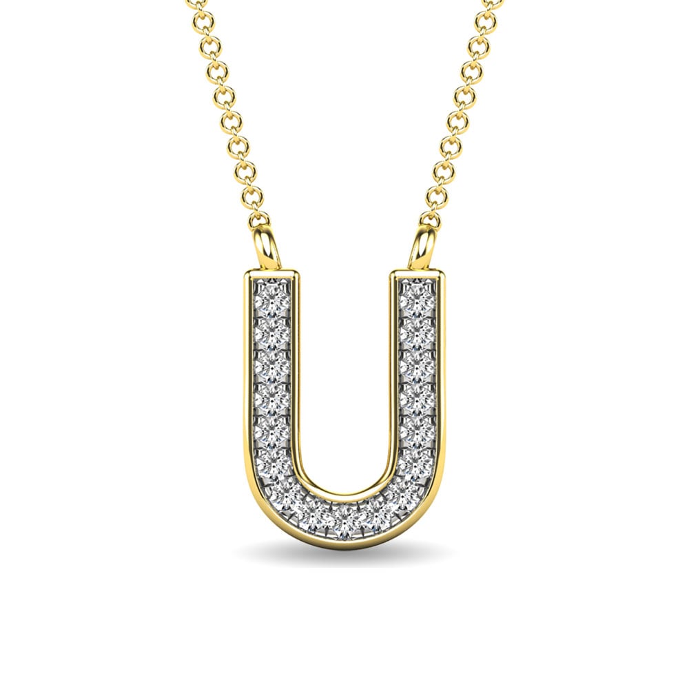 Diamond 1/20 Ct.Tw. Letter U Pendant in 10K Yellow Gold