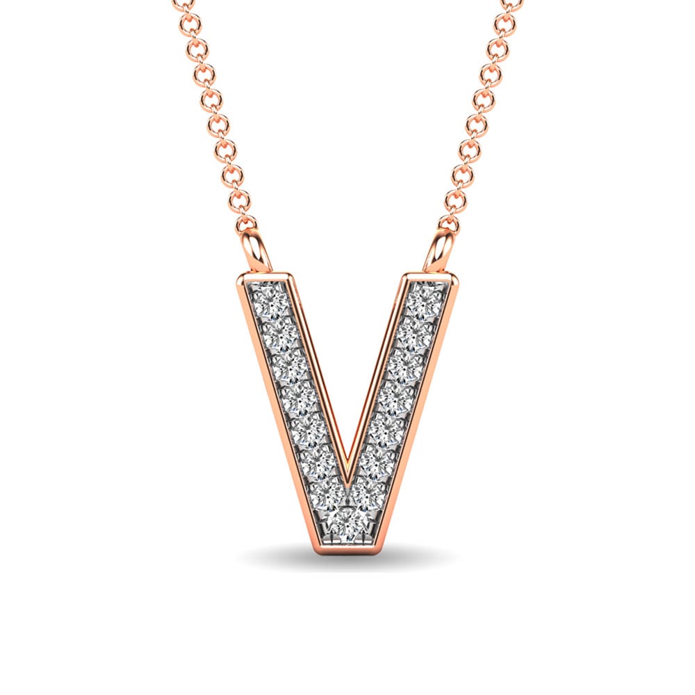 Diamond 1/20 Ct.Tw. Letter V Pendant in 10K Rose Gold