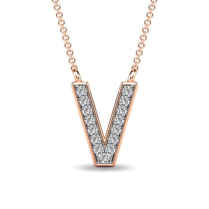 Diamond 1/20 Ct.Tw. Letter V Pendant in 10K Rose Gold