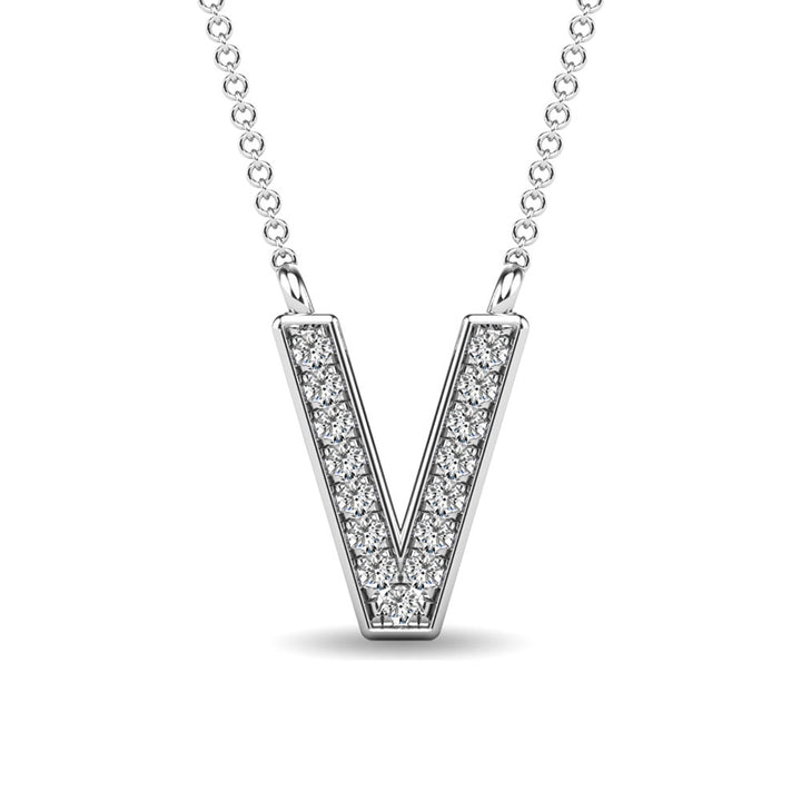 Diamond 1/20 Ct.Tw. Letter V Pendant in 10K White Gold