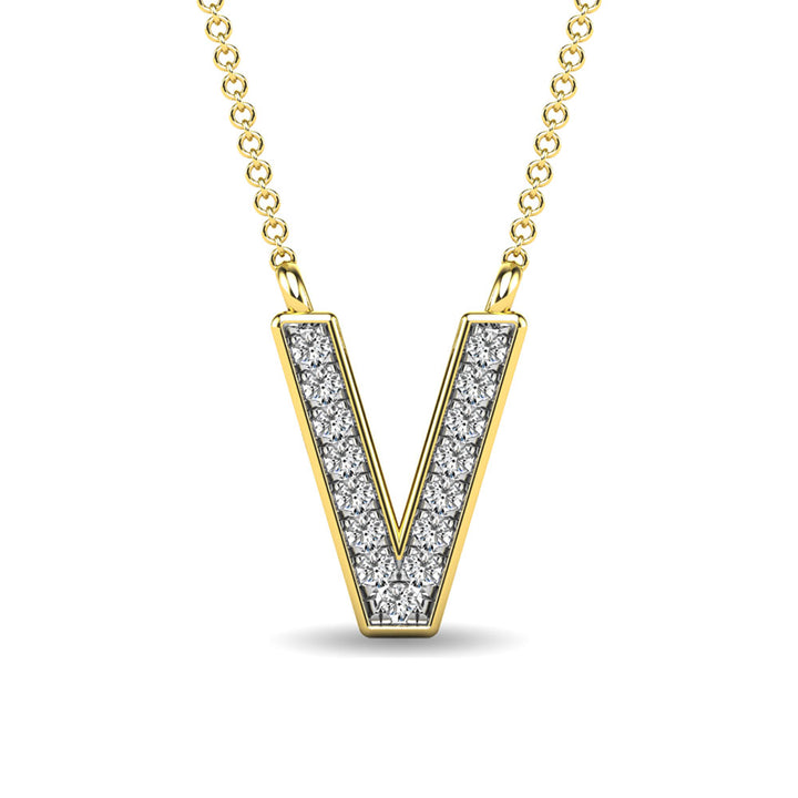 Diamond 1/20 Ct.Tw. Letter V Pendant in 10K Yellow Gold