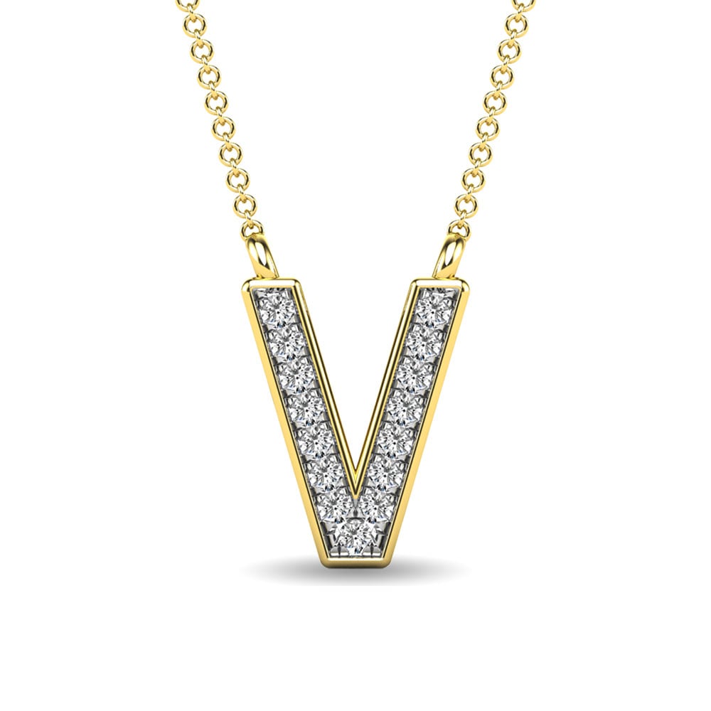 Diamond 1/20 Ct.Tw. Letter V Pendant in 10K Yellow Gold