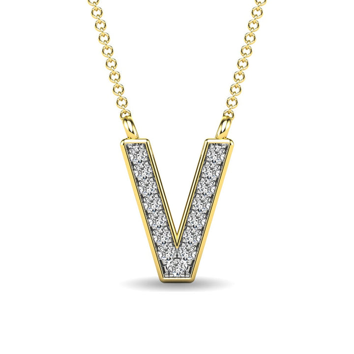 Diamond 1/20 Ct.Tw. Letter V Pendant in 10K Yellow Gold