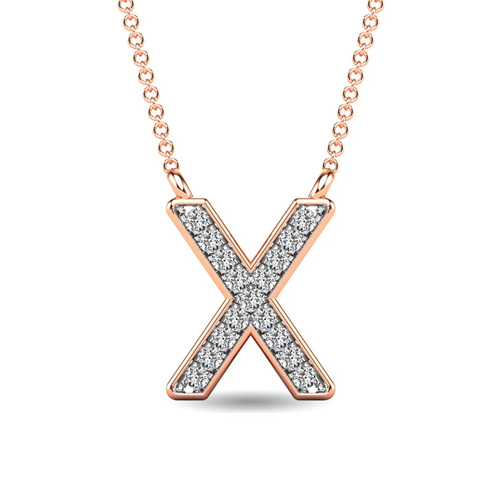 Diamond 1/20 Ct.Tw. Letter X Pendant in 10K Rose Gold