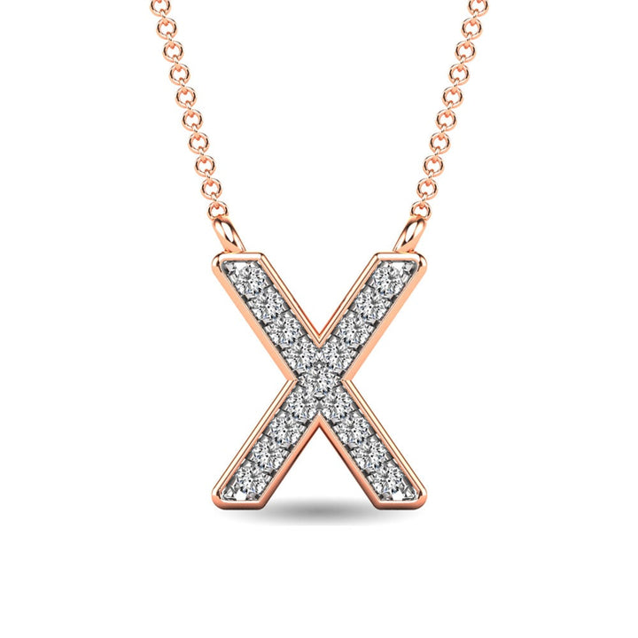 Diamond 1/20 Ct.Tw. Letter X Pendant in 10K Rose Gold