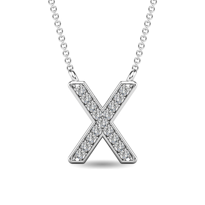 Diamond 1/20 Ct.Tw. Letter X Pendant in 10K White Gold