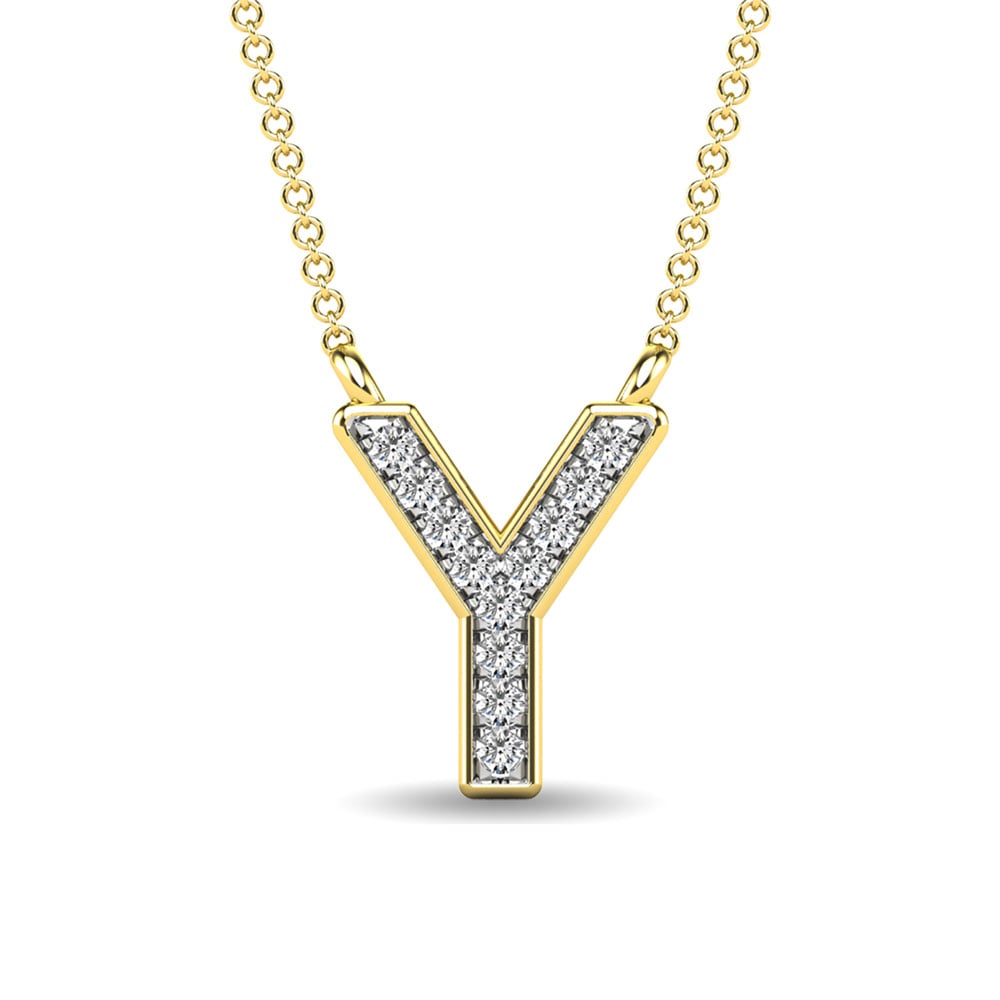 Diamond 1/20 Ct.Tw. Letter Y Pendant in 10K Yellow Gold