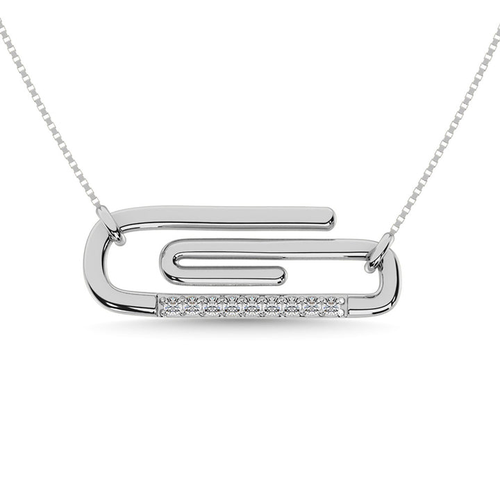 Diamond 1/20 Ct.Tw. Paper Clip Necklace in 925 Silver