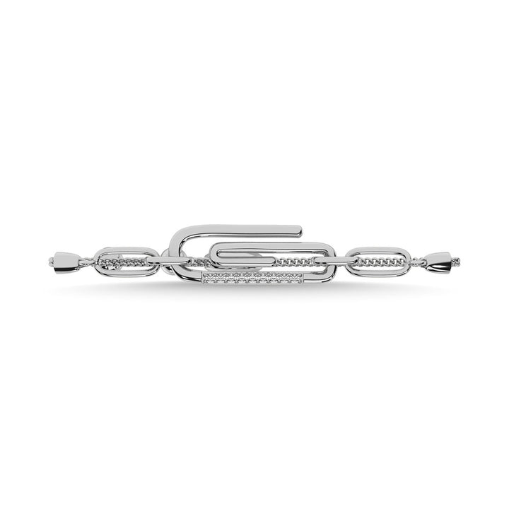 Diamond 1/20 Ct.Tw. Paper Clip Bracelet in 925 Silver