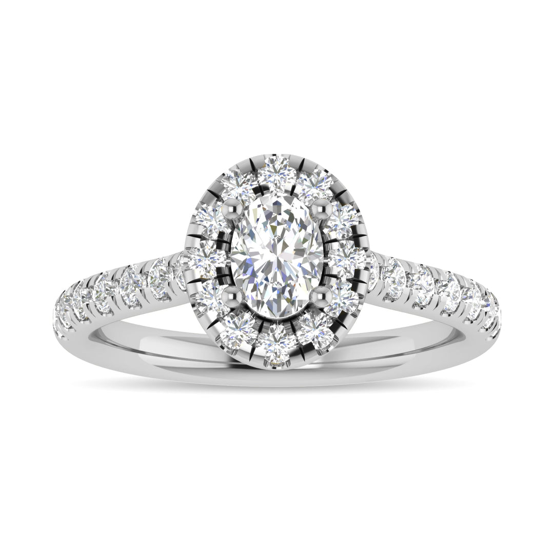 Diamond 1 Ct.Tw. Oval Shape Engagement Ring in 14K White Gold