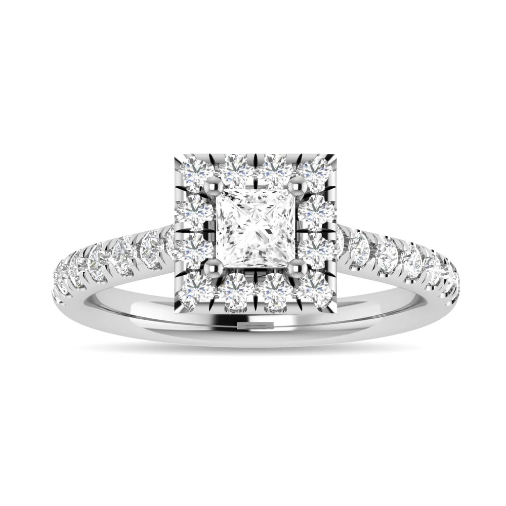 Diamond 1 Ct.Tw. Princess Shape Engagement Ring in 14K White Gold