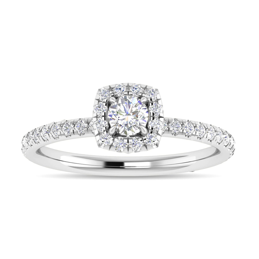 Diamond 3/4 Ct.Tw. Cushion Shape Engagement Ring in 14K White Gold