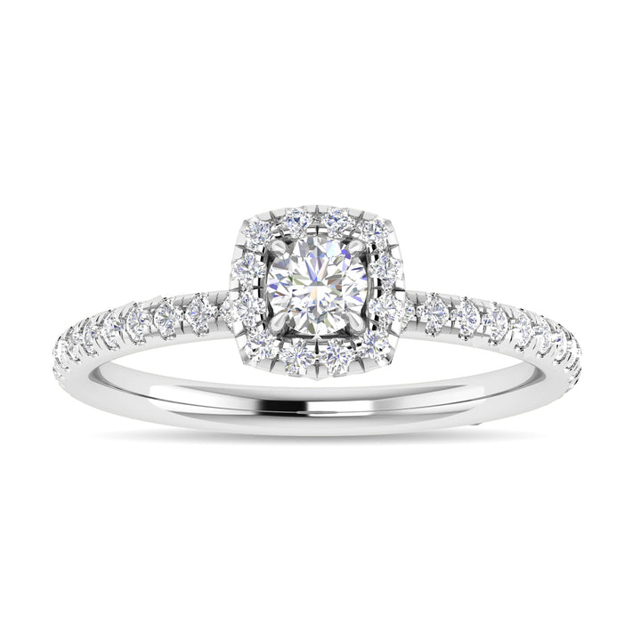 Diamond 3/4 Ct.Tw. Cushion Shape Engagement Ring in 14K White Gold