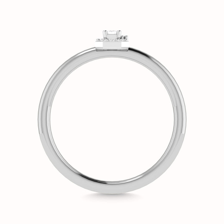 Diamond 1/3 Ct.Tw. Round and Emerald Cut Engagement Ring in 14K White Gold