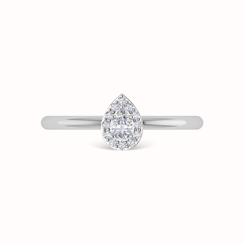 Diamond 1/3 Ct.Tw. Round and Princess Cut Engagement Ring in 14K White Gold
