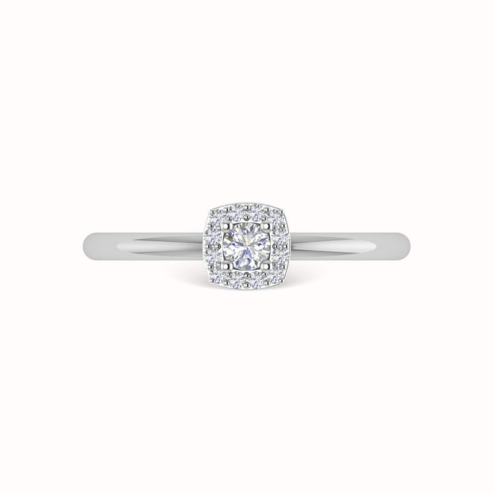 Diamond 1/3 Ct.Tw. Round and Cushion Cut Engagement Ring in 14K White Gold