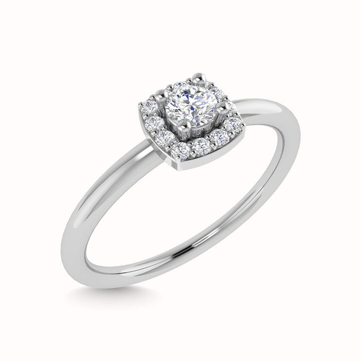 Diamond 1/3 Ct.Tw. Round and Cushion Cut Engagement Ring in 14K White Gold