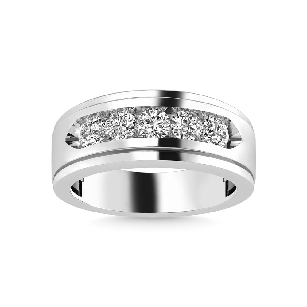 Diamond 1 Ct.Tw. Mens Wedding Band in 14K White Gold