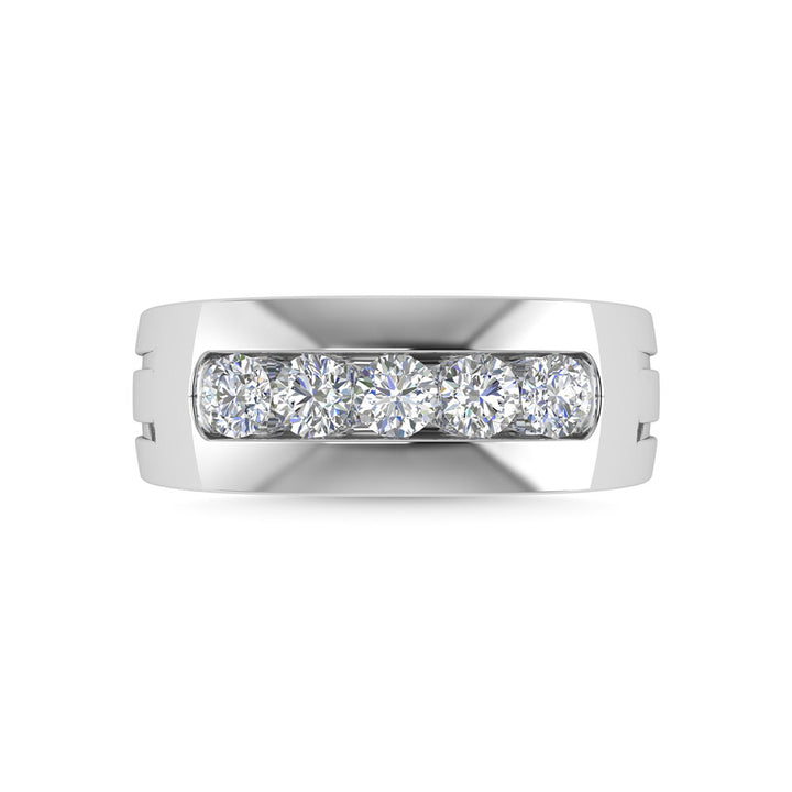 Diamond 1 Ct.Tw.Mens Wedding Band in 14K White Gold