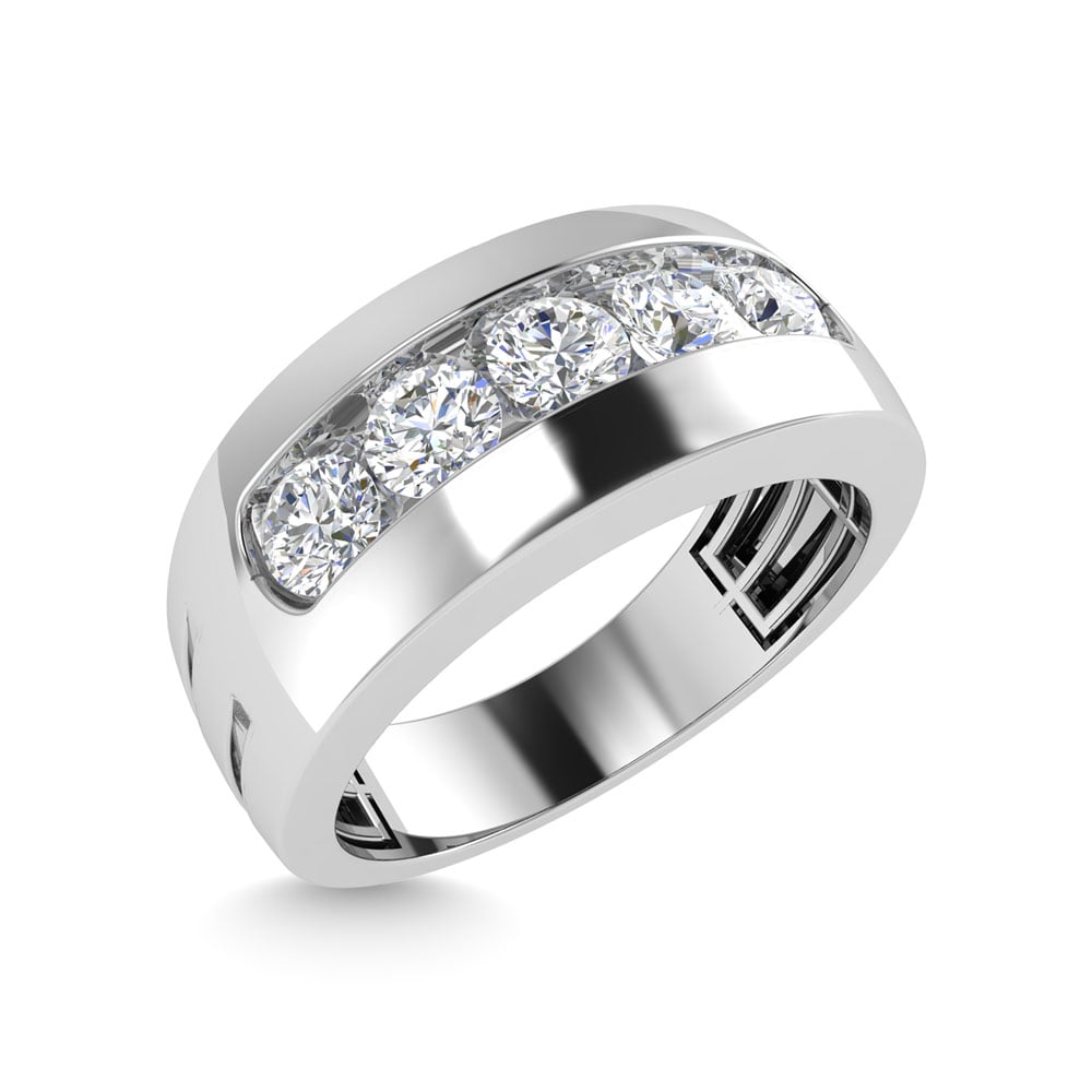 Diamond 1 Ct.Tw.Mens Wedding Band in 14K White Gold