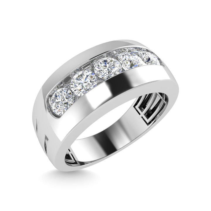 Diamond 1 Ct.Tw.Mens Wedding Band in 14K White Gold