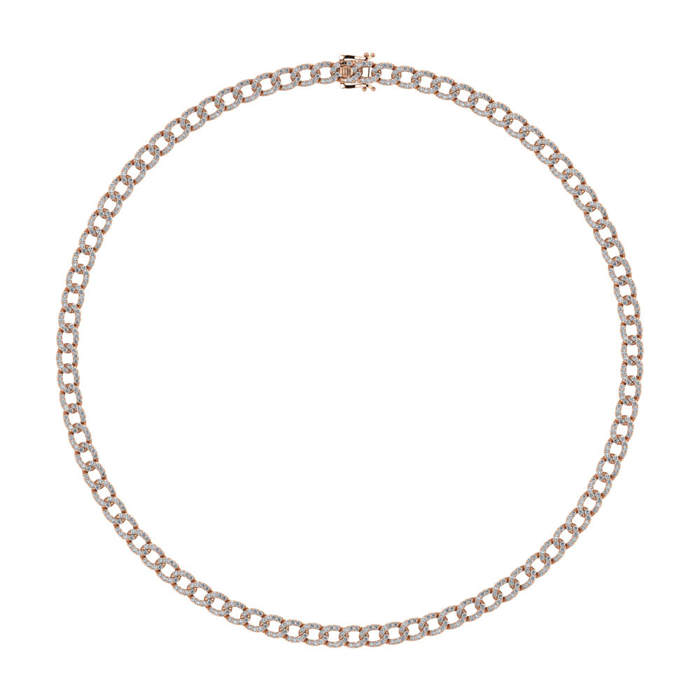 Diamond 7 5/8 Ct.Tw. Cuban Necklace in 14K Rose Gold