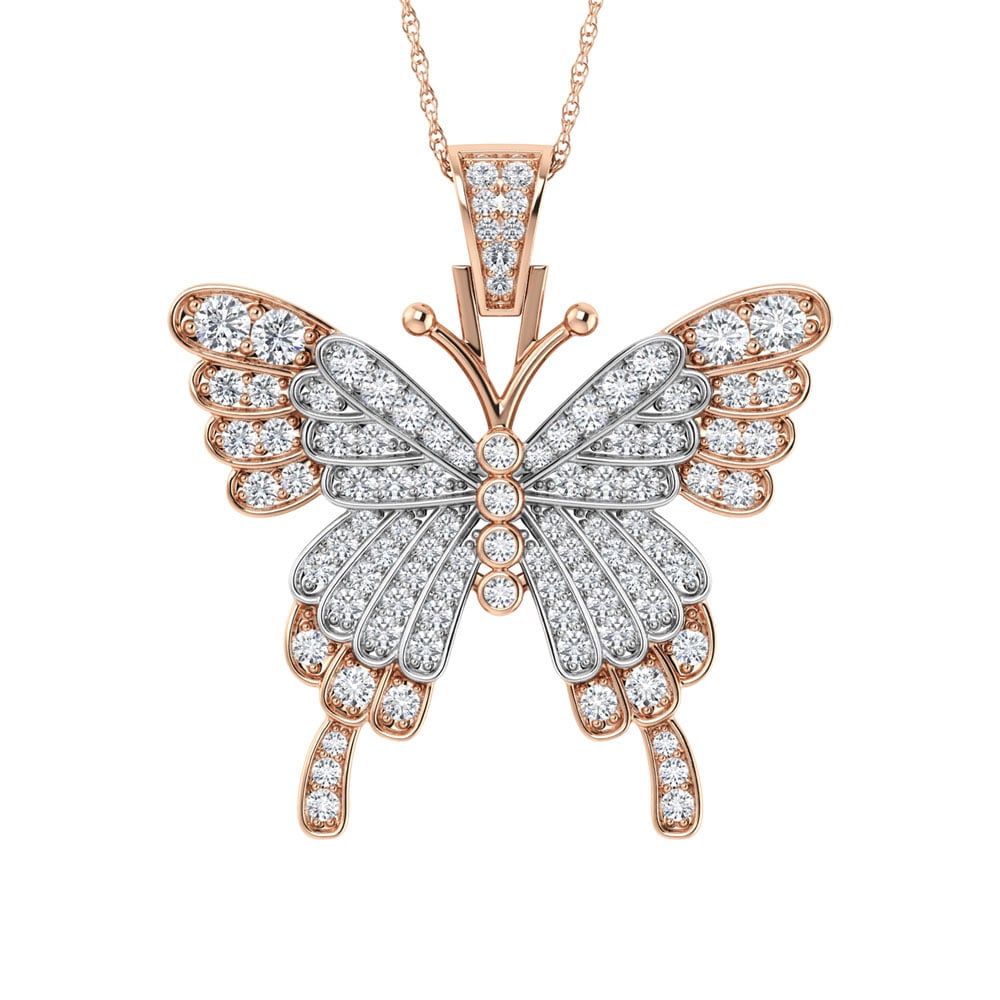Diamond 1 7/8 Ct.Tw. Butterfly Pendant in 10K Two Tone
