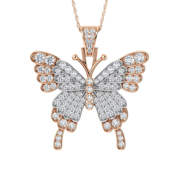 Diamond 1 7/8 Ct.Tw. Butterfly Pendant in 10K Two Tone