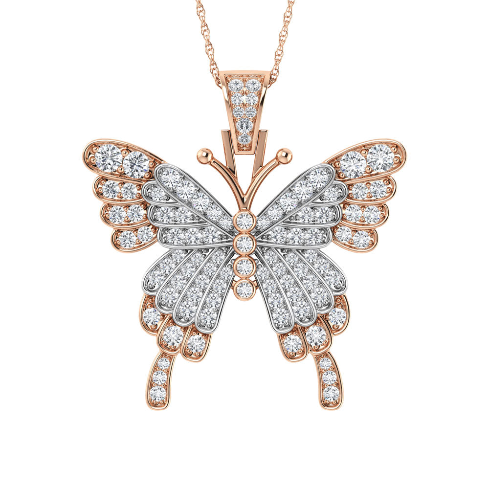 Diamond 1 Ct.Tw. Butterfly Pendant in 10K Two Tone