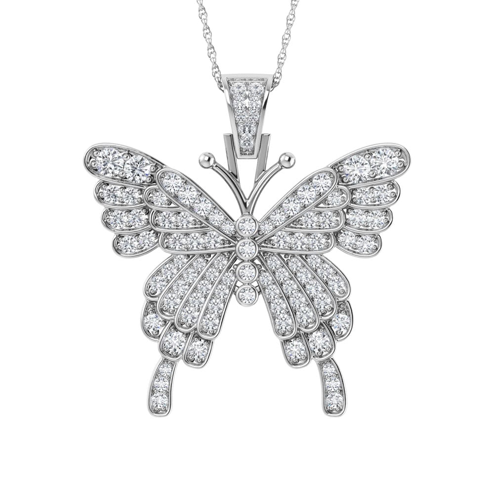 Diamond  5/8 Ct.Tw. Butterfly Pendant in 10K White Gold