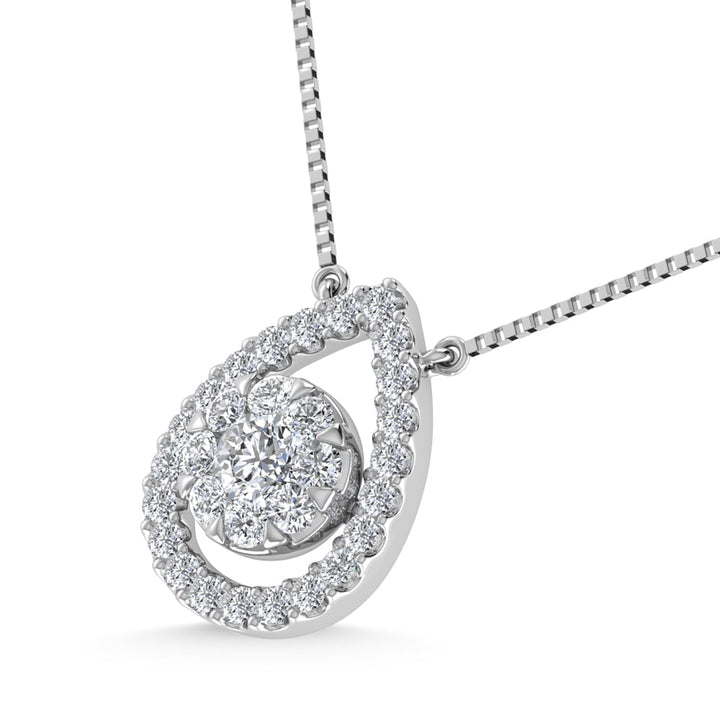 14K White Gold 1/3 Ct.Tw. Diamond Pear Shape Necklace