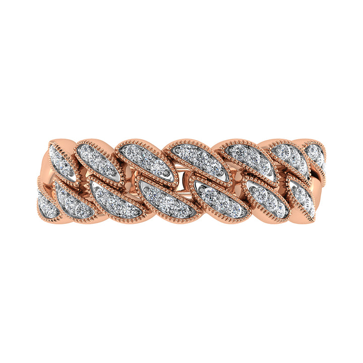 14K Rose Gold 1/5 Ct.Tw. Diamond Cuban Style Band