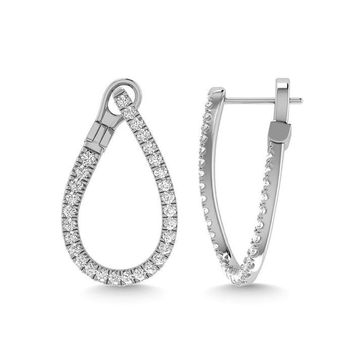 Diamond 1 Ct.Tw. Hoop Earrings in 14K White Gold