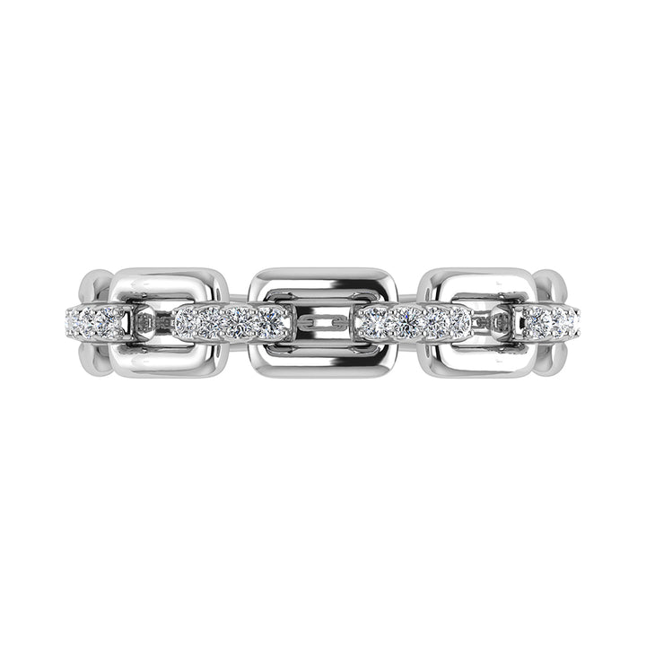 10K White Gold 1/8 Ct.Tw. Diamond Cuban Link Fashion Ring